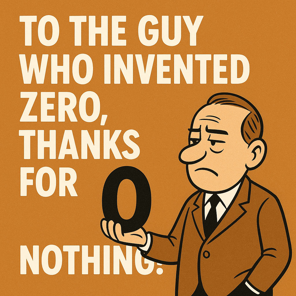 To the guy who invented zero, thanks for nothing!