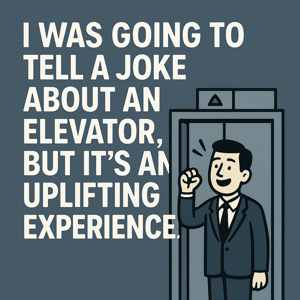 I was going to tell a joke about an elevator, but it's an uplifting experience.