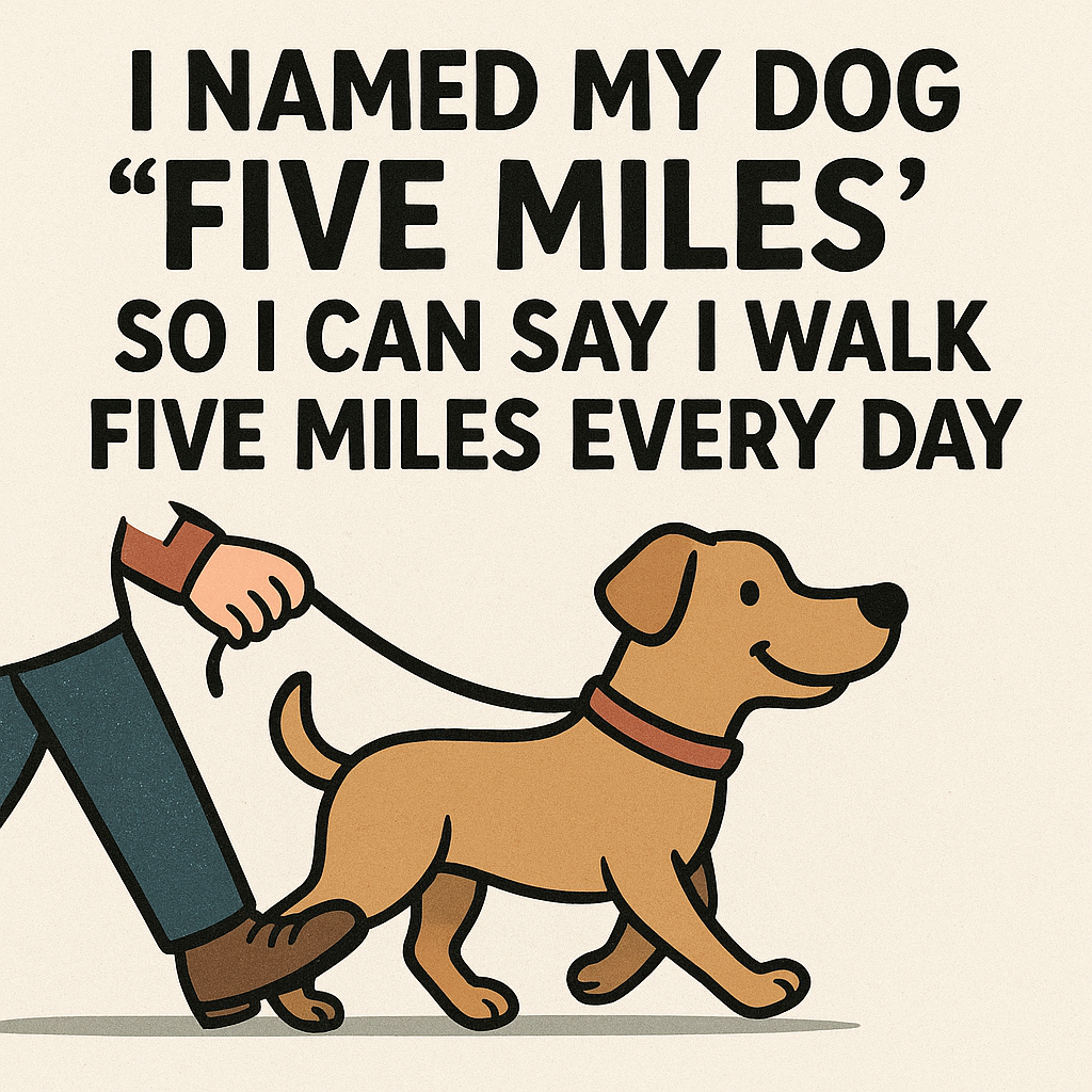 I named my dog ‘Five Miles’ so I can say I walk Five Miles every day.