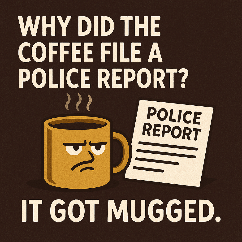 Why did the coffee file a police report? It got mugged.