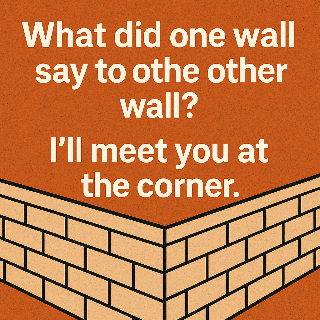 What did one wall say to the other wall? I'll meet you at the corner.