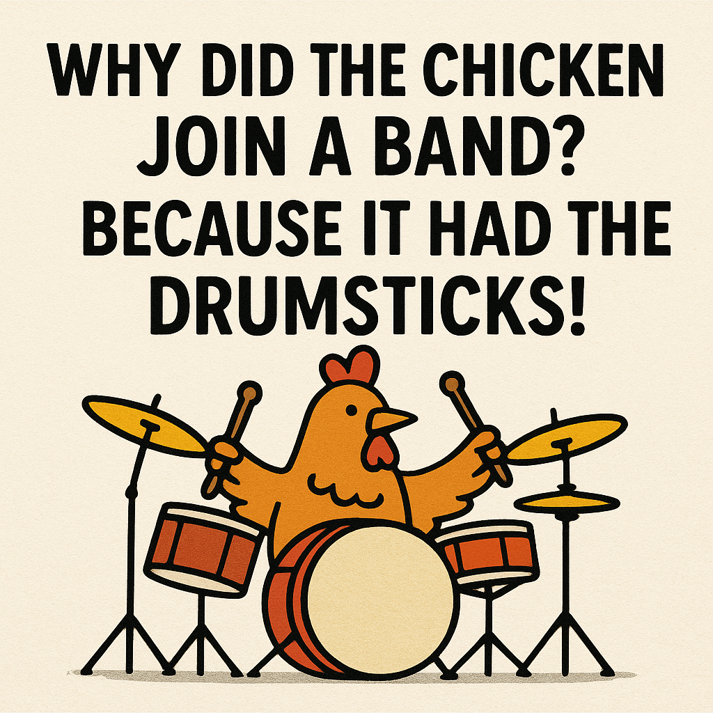 Why did the chicken join a band? Because it had the drumsticks!