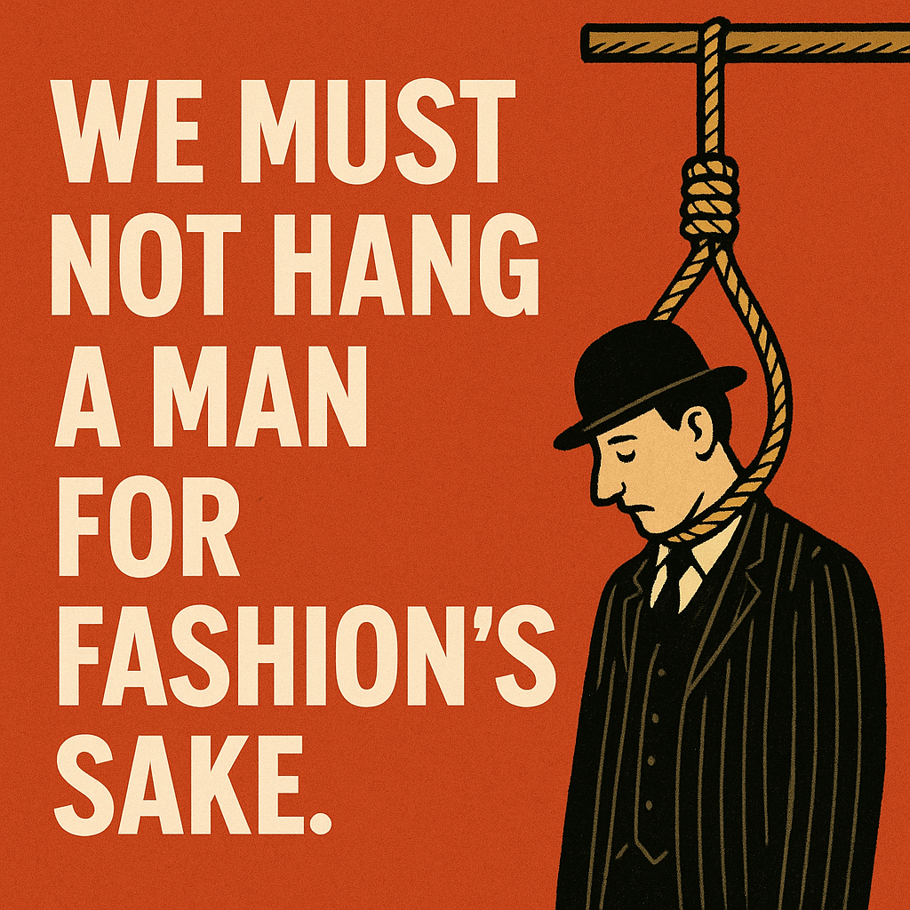 We must not hang a man for fashion’s sake.