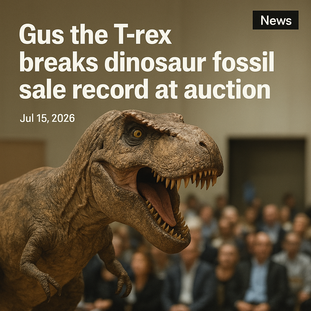Gus the T-rex breaks dinosaur fossil sale record at auction