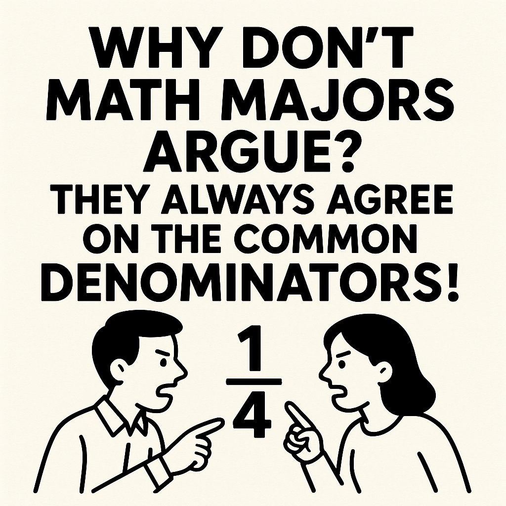Why don’t math majors argue? They always agree on the common denominators!