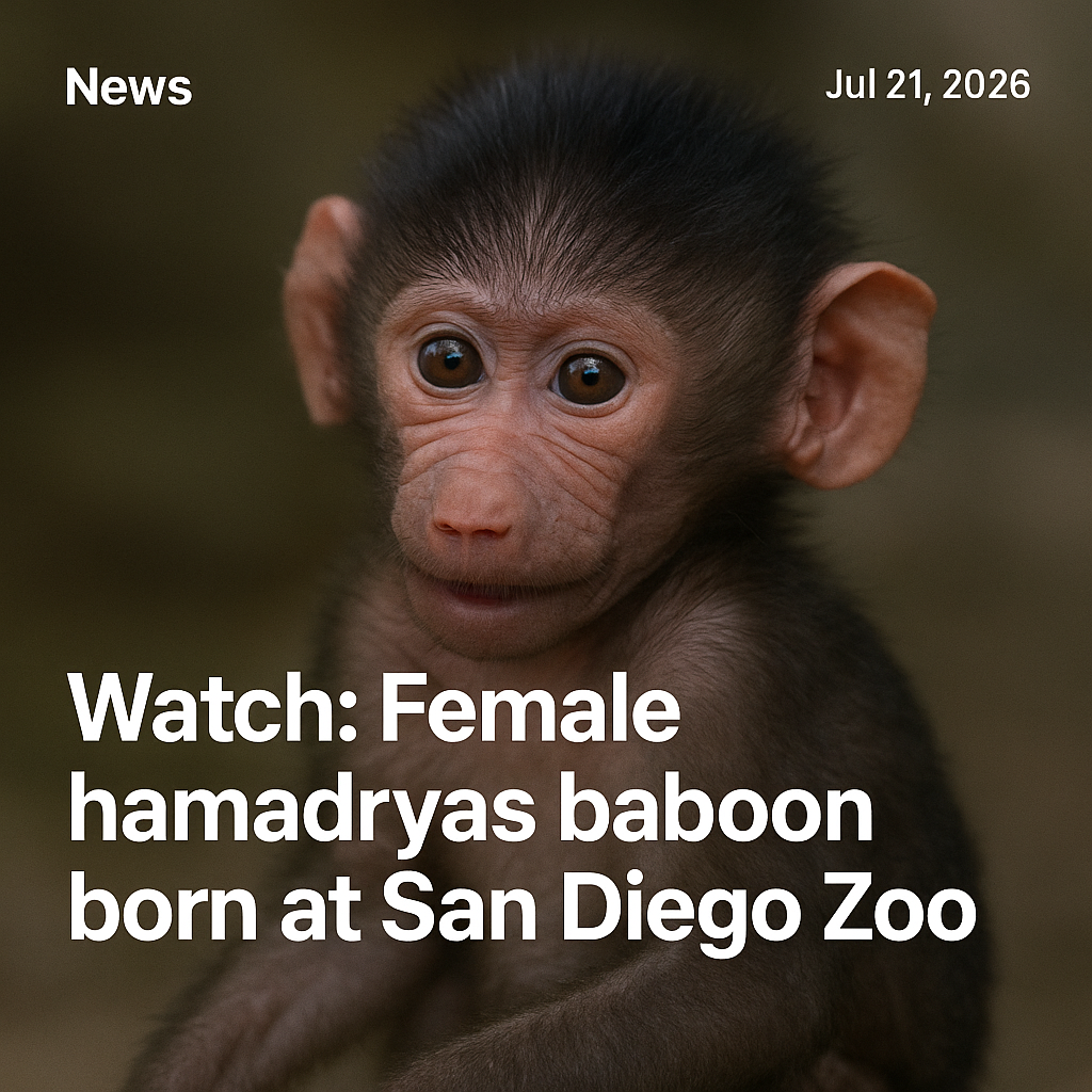 Watch: Female hamadryas baboon born at San Diego Zoo