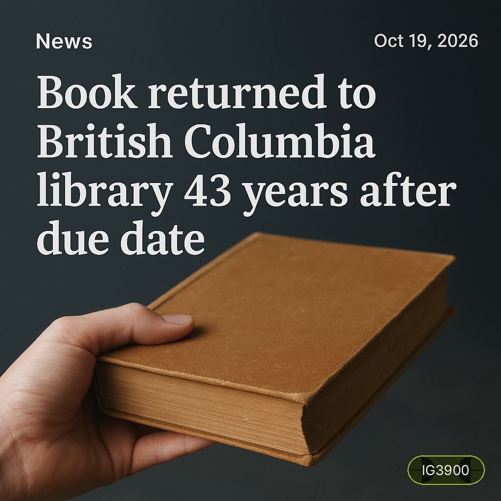 Book returned to British Columbia library 43 years after due date