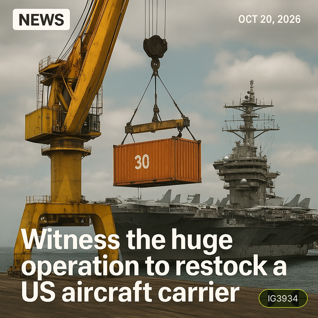 Witness the huge operation to restock a US aircraft carrier
