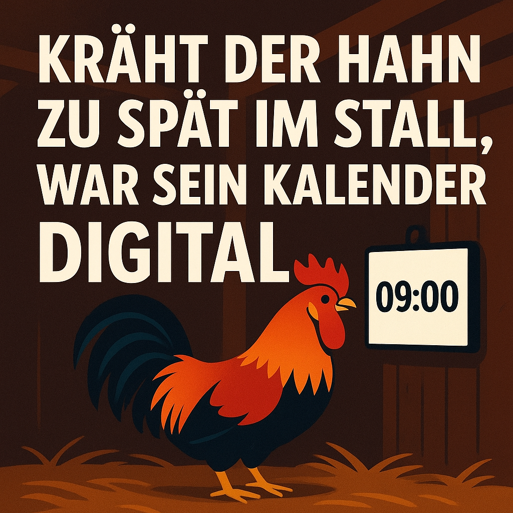 Kraeht der Hahn zu spaet im Stall, war sein Kalender digital.